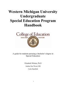 Western Michigan University Undergraduate Special Education Program Handbook