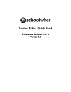 Section Editor Quick Start Schoolwires Academic Portal Version 4.0
