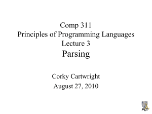 Parsing Comp 311 Principles of Programming Languages Lecture 3