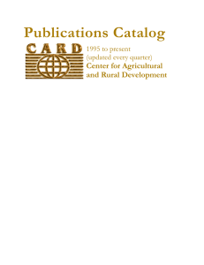 Publications Catalog Center for Agricultural and Rural Development 1995 to present
