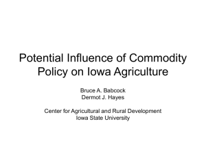 Potential Influence of Commodity Policy on Iowa Agriculture Bruce A. Babcock