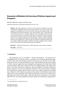 Economics of Biofuels: An Overview of Policies, Impacts and Prospects G C