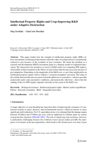 Intellectual Property Rights and Crop-Improving R&amp;D under Adaptive Destruction Oleg Yerokhin