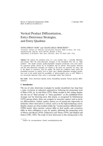 Vertical Product Differentiation, Entry-Deterrence Strategies, and Entry Qualities YONG-HWAN NOH