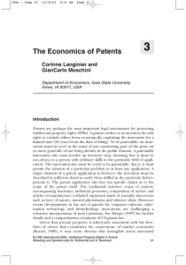 3 The Economics of Patents Corinne Langinier and GianCarlo Moschini
