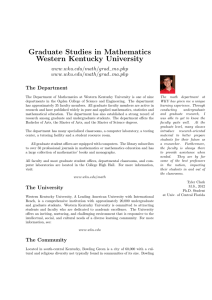 Graduate Studies in Mathematics Western Kentucky University www.wku.edu/math/grad ms.php