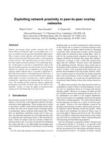 Exploiting network proximity in peer-to-peer overlay networks