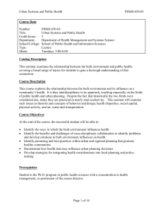 Urban Systems and Public Health  PHMS-650-03 Number: PHMS-650-03