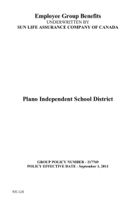Employee Group Benefits Plano Independent School District UNDERWRITTEN BY
