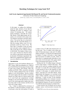 Sketching Techniques for Large Scale NLP Abstract