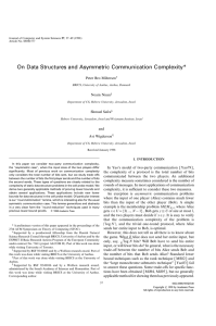 On Data Structures and Asymmetric Communication Complexity* Peter Bro Miltersen