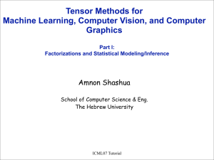 Tensor Methods for Machine Learning, Computer Vision, and Computer Graphics Amnon Shashua