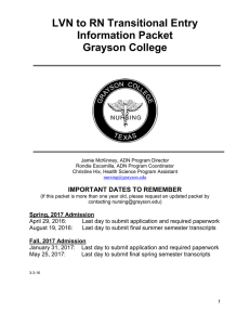 LVN to RN Transitional Entry Information Packet Grayson College