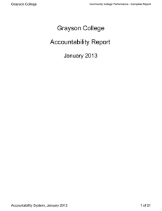 Grayson College Accountability Report January 2013 Accountability System, January 2012