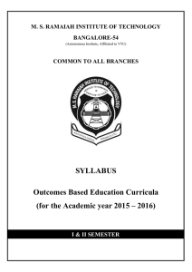 SYLLABUS Outcomes Based Education Curricula (for the Academic year 2015 – 2016)