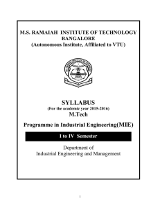 SYLLABUS (MIE) M.Tech Programme in Industrial Engineering