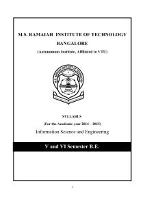 V and VI Semester B.E. M.S. RAMAIAH  INSTITUTE OF TECHNOLOGY BANGALORE