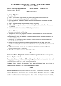 DEPARTMENT OF MATHEMATICS, MSRIT, BANGALORE – 560 054 (Revised Syllabus: 2015-16)