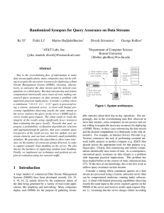 Randomized Synopses for Query Assurance on Data Streams