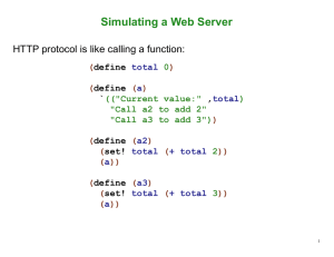 Simulating a Web Server HTTP protocol is like calling a function: ( )