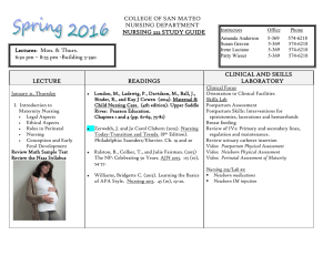 COLLEGE OF SAN MATEO NURSING DEPARTMENT NURSING 222 STUDY GUIDE