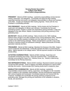 Nursing Student Association College of San Mateo Officer Roles &amp; Responsibilities PRESIDENT