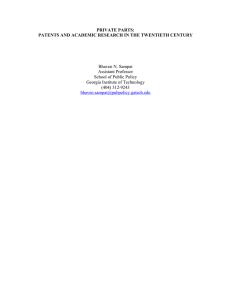 PRIVATE PARTS: PATENTS AND ACADEMIC RESEARCH IN THE TWENTIETH CENTURY
