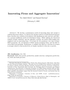 Innovating Firms and Aggregate Innovation ∗ Tor Jakob Klette and Samuel Kortum