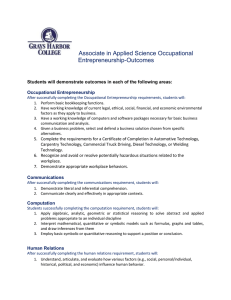 Associate in Applied Science Occupational Entrepreneurship-Outcomes