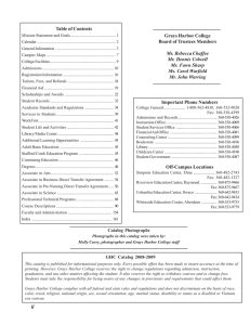 Table of Contents Grays Harbor College Board of Trustees Members