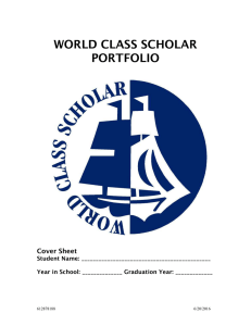 WORLD CLASS SCHOLAR PORTFOLIO  Cover Sheet