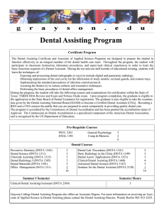 Dental Assisting Program Certificate Program