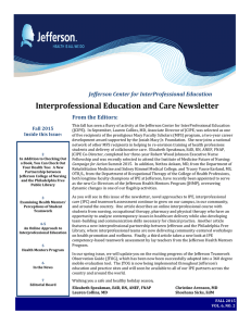 Interprofessional Education and Care Newsletter  Jefferson Center for InterProfessional Education