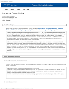 Program Review Submission Instructional Program Review