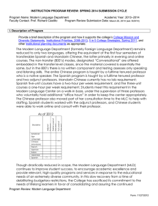 INSTRUCTION PROGRAM REVIEW: SPRING 2014 SUBMISSION CYCLE  Academic Year: 2013–2014