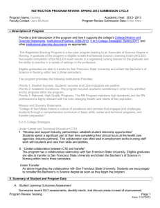 INSTRUCTION PROGRAM REVIEW: SPRING 2013 SUBMISSION CYCLE I. Description of Program