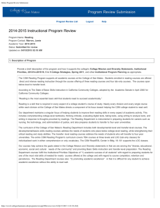 Program Review Submission 2014-2015 Instructional Program Review