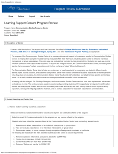 Program Review Submission Learning Support Centers Program Review