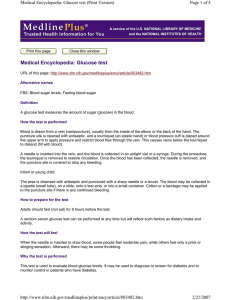 Medical Encyclopedia: Glucose test Page 1 of 4