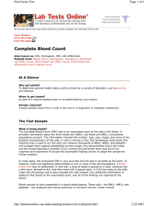 Complete Blood Count Page 1 of 6 Print Entire Test