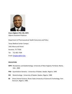 Osaro Mgbere PhD, MS, MPH Adjunct Assistant Professor