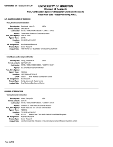 UNIVERSITY OF HOUSTON Division of Research