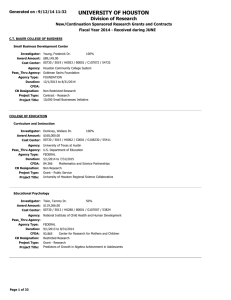 UNIVERSITY OF HOUSTON Division of Research