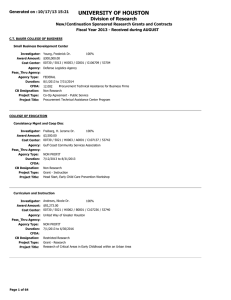 UNIVERSITY OF HOUSTON Division of Research