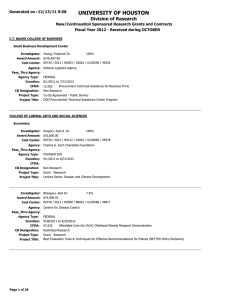 UNIVERSITY OF HOUSTON Division of Research