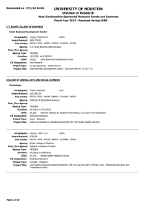 UNIVERSITY OF HOUSTON Division of Research