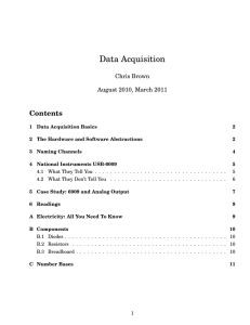 Data Acquisition Contents Chris Brown August 2010, March 2011