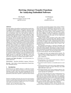 Deriving Abstract Transfer Functions for Analyzing Embedded Software John Regehr Usit Duongsaa