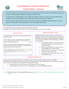 Quick Reference Guide for Blackboard Content Editor – Advance