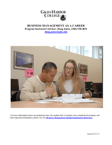 BUSINESS MANAGEMENT AS A CAREER Program Instructor/Advisor: Doug Jones, (360) 538-4021